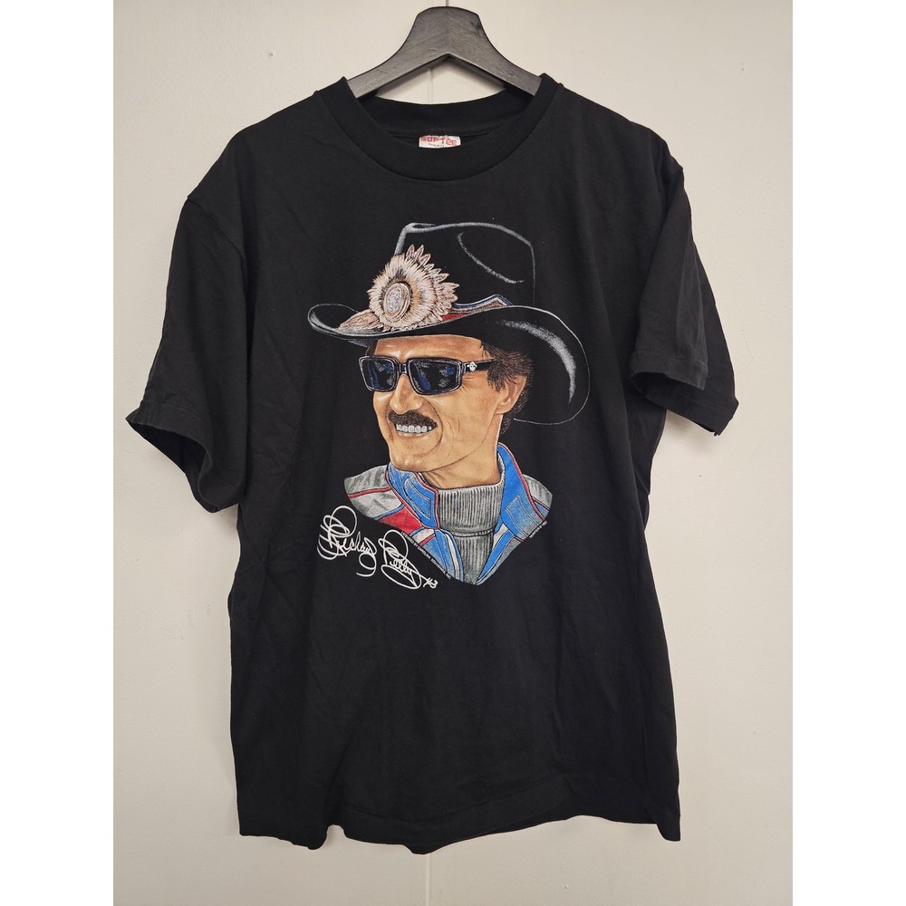 Vintage Richard Petty Shirt Mens XL Black NASCAR Racing Graphic Tee 1983 USA